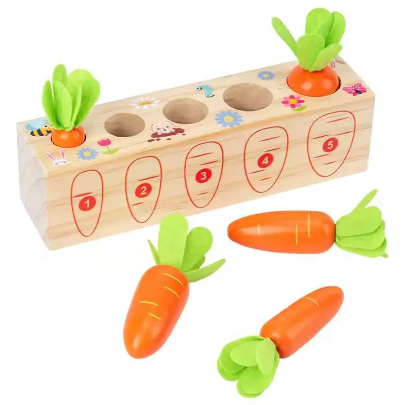 Hot Sale Baby Wooden Toys 3D Puzzle Early Childhood Educational Toys Catch Worm Game Color Cognitive Magnetic Strawberry Apple 22