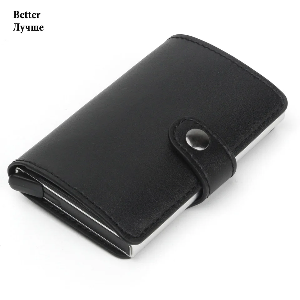 black better Мужской держатель кредитной карты Анти RFID Блокировка маленький кошелек, кожаный ID Чехол для банковских карт металлический защитный кошелек для женщин - Цвет: black better