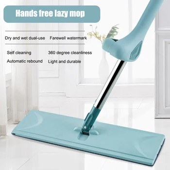 

Tool Replaceable Microfiber Floor Cleaning Self Wringing Office Anti Slip Flat Mop 360 Degree Rotating Kitchen Water Absorbing