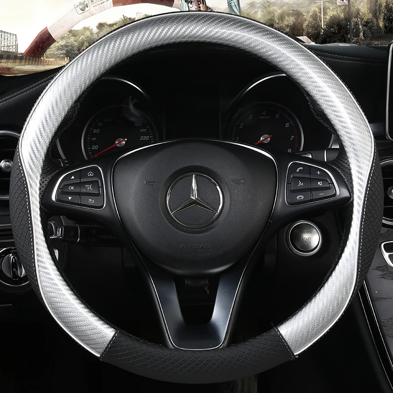 Steering wheel cover Carbon Fibre+Leather Car Steering Wheel Cover For VW GOLF 7 2015 POLO JATTA Passat Tiguan For Nissan Qashqai J11 X-trail T32