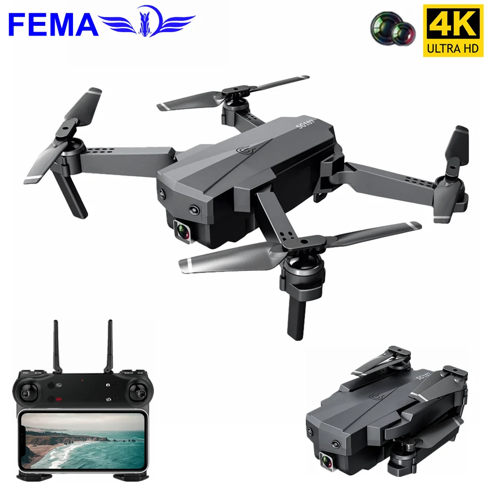 Fema Sg107 Wifi Fpv With 4k Wide Angle Camera Mini Drone Foldable Rc Quadcopter Auto Follow Hight Altitude Hold Dron Toys Vs E58 Rc Helicopters Aliexpress