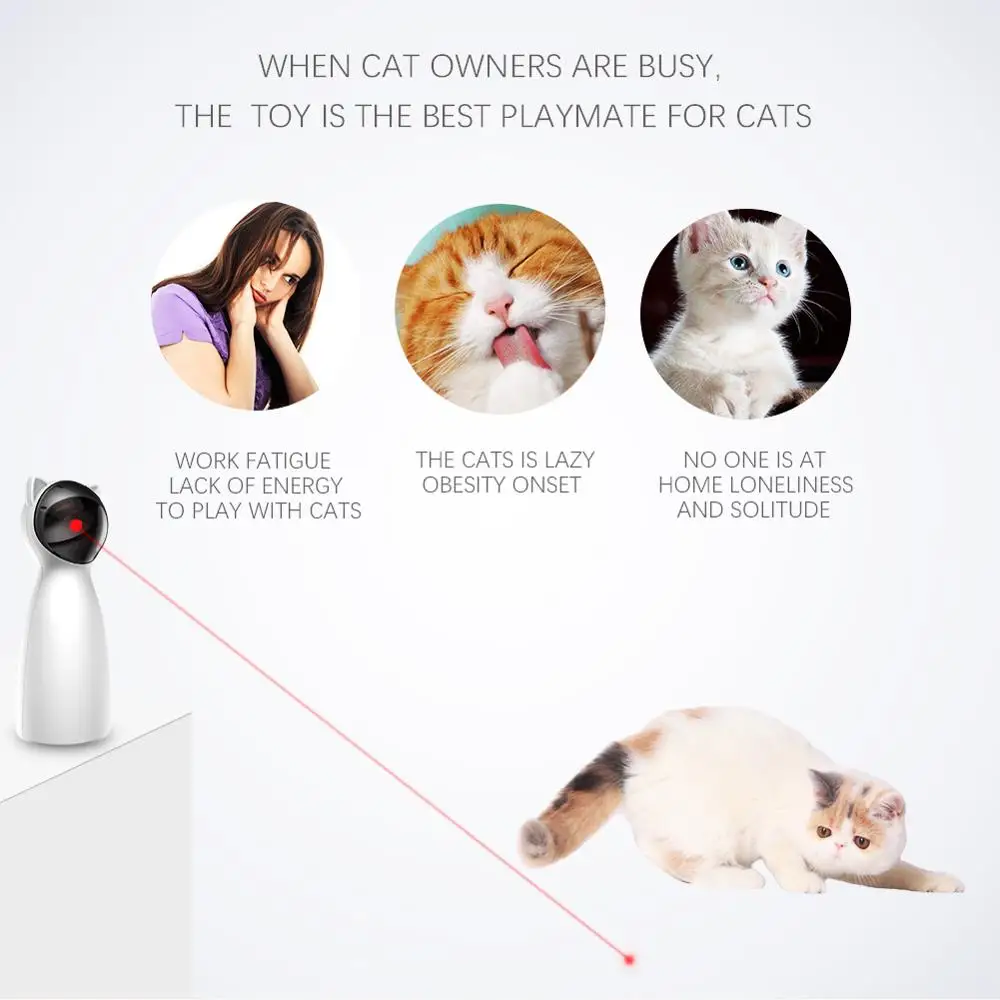 Automatic Cat Teaser Creative Cat Pet LED Laser Funny Toy Smart USB Exercise Training Entertaining Multi-Angle Adjustable Toy
