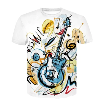 

2020 New Personality 3d Digital Printing kids Short-sleeved T-shirt Music Note Ice Fire boys girls Loose Casual Round Neck
