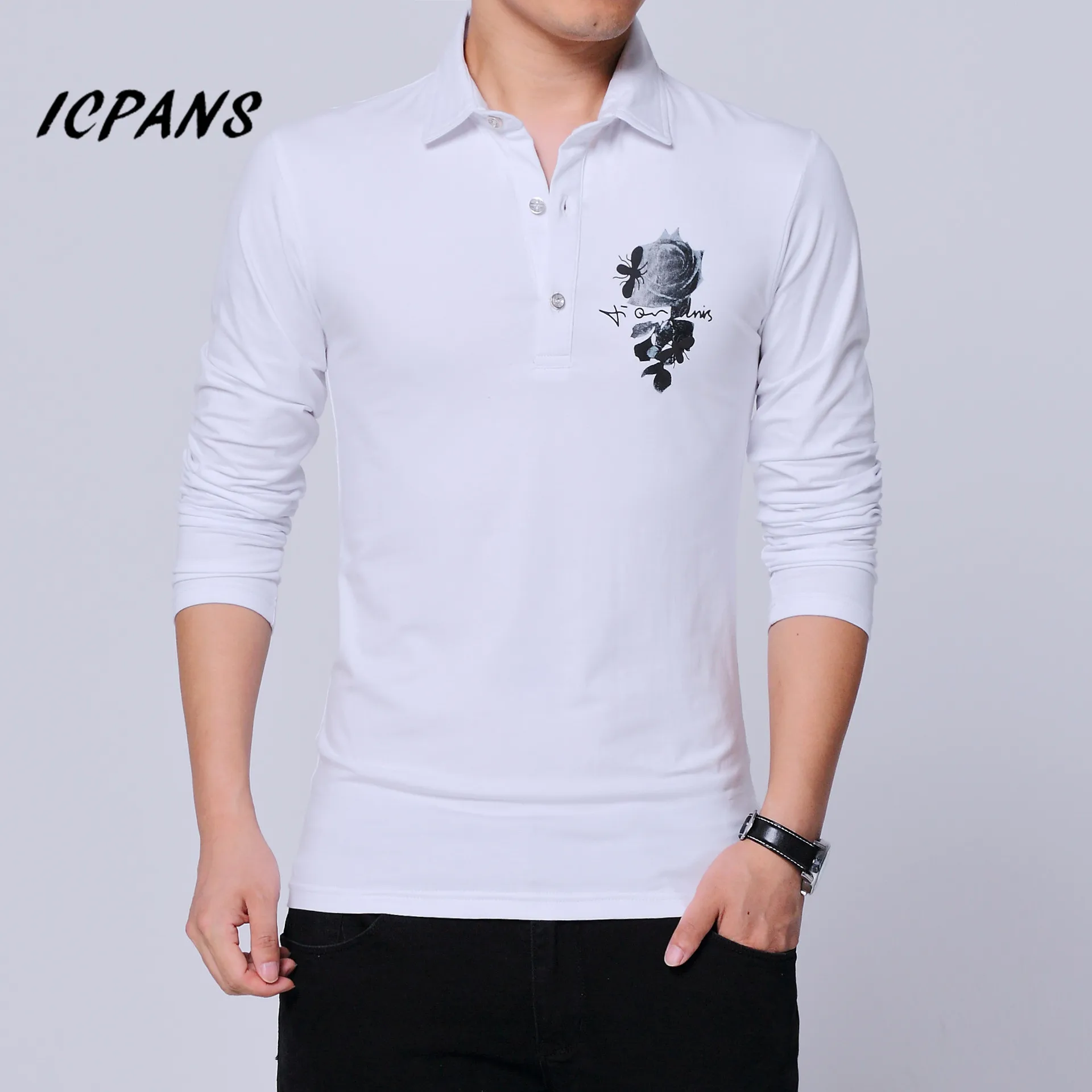 1288 white Camisa Masculina, повседневная мужская рубашка поло, с длинным рукавом, хлопок, облегающие рубашки поло для мужчин, 5xl, большой размер, черный, серый - Цвет: 1288 white