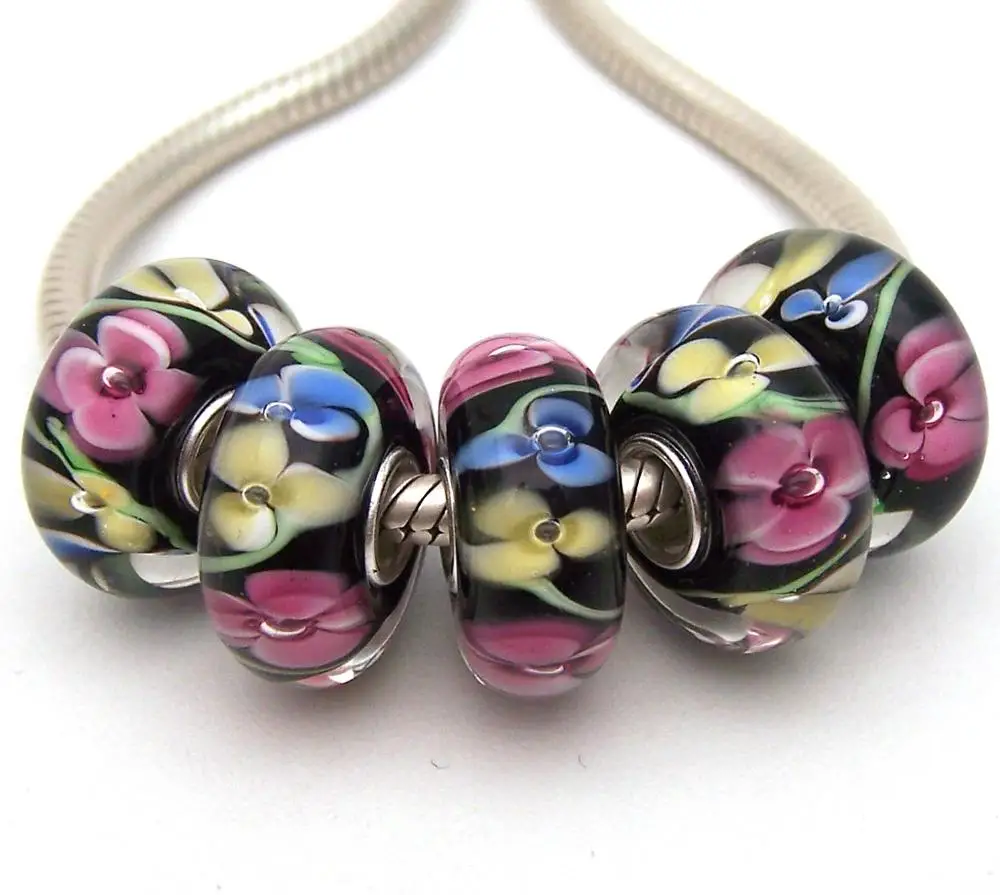 

JGWGT 1253 5X 100% Authenticity S925 Sterling Silver Beads Murano Glass beads Fit European Charms Bracelet diy jewelry Lampwork