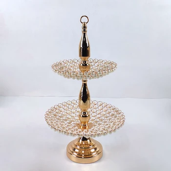 

1PCS cake stand wedding table crystal gold colorMirror-Top Cake Stand Risers Dessert Tray Set (Gold) 2 tiers cupcake stand
