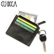 CUIKCA New Unisex Women Men Wallet Slim Leather Wallet Zipper Coins Purse With Key Ring Credit Cards Holders ID Card Cases