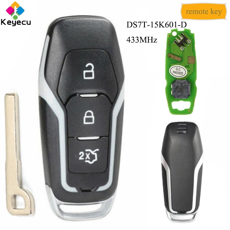 KEYECU смарт-карта дистанционного управления автомобильный ключ с 3 кнопками 433 МГц HITAG PRO Chip-FOB для Ford Mondeo edge S-Max Galaxy