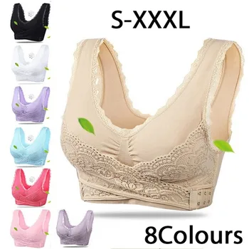 

8 Color Sports Bra Large Size Seamless Adjustment Underwear Brassiere Tops 3XL Cross Side Buckle Wireless Lace Bra Dropshipping