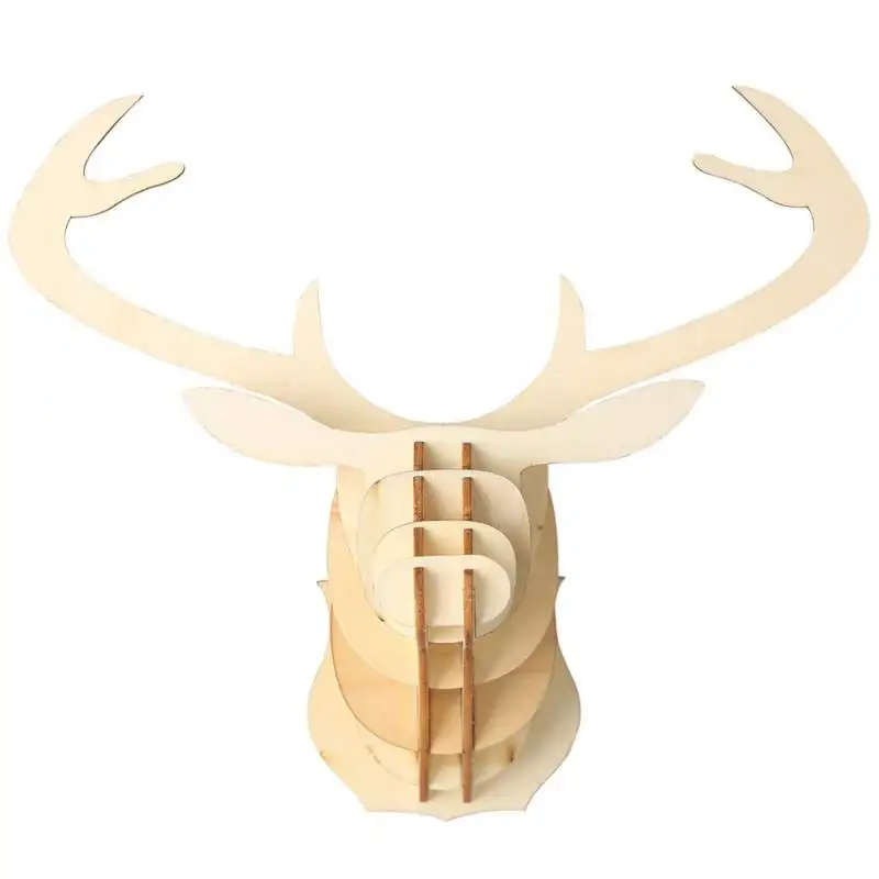 

2019 Wooden deer head Christmas day nature wood DIY scrapbooking crafts home decoration accessories