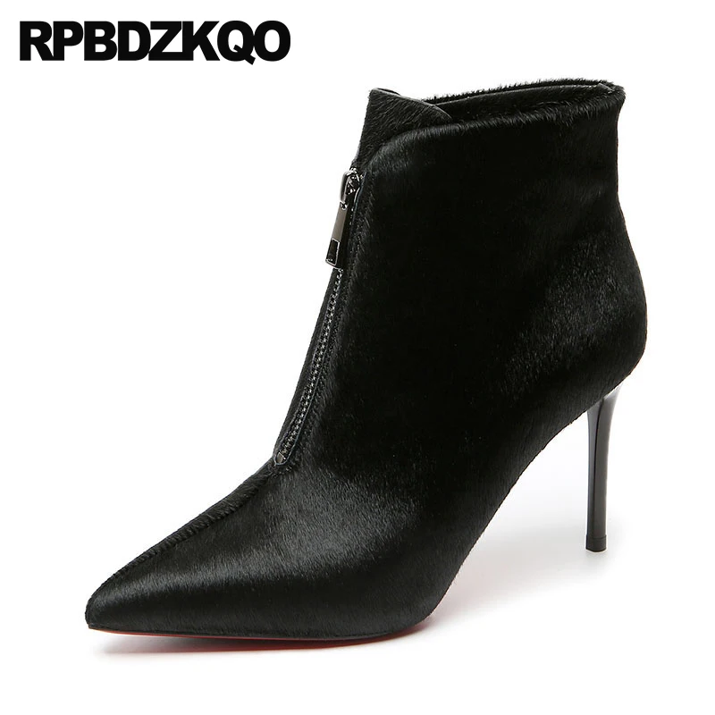 Ladies Front Zipper Boots Horsehair Designer Shoes Women Luxury 2021