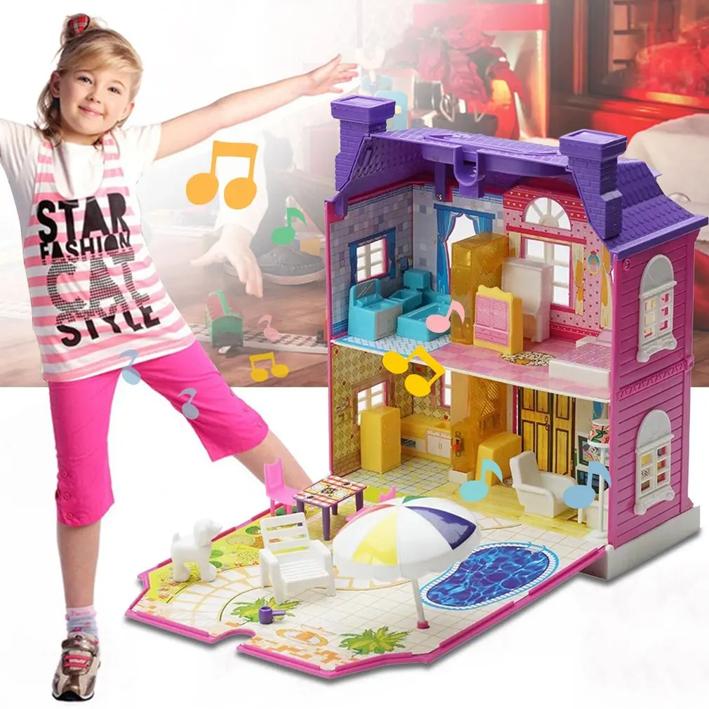 

DIY Doll House With Furniture Miniature House Luxury Simulation Dollhouse Assembling Toys For Kids Children Birthday Gifts