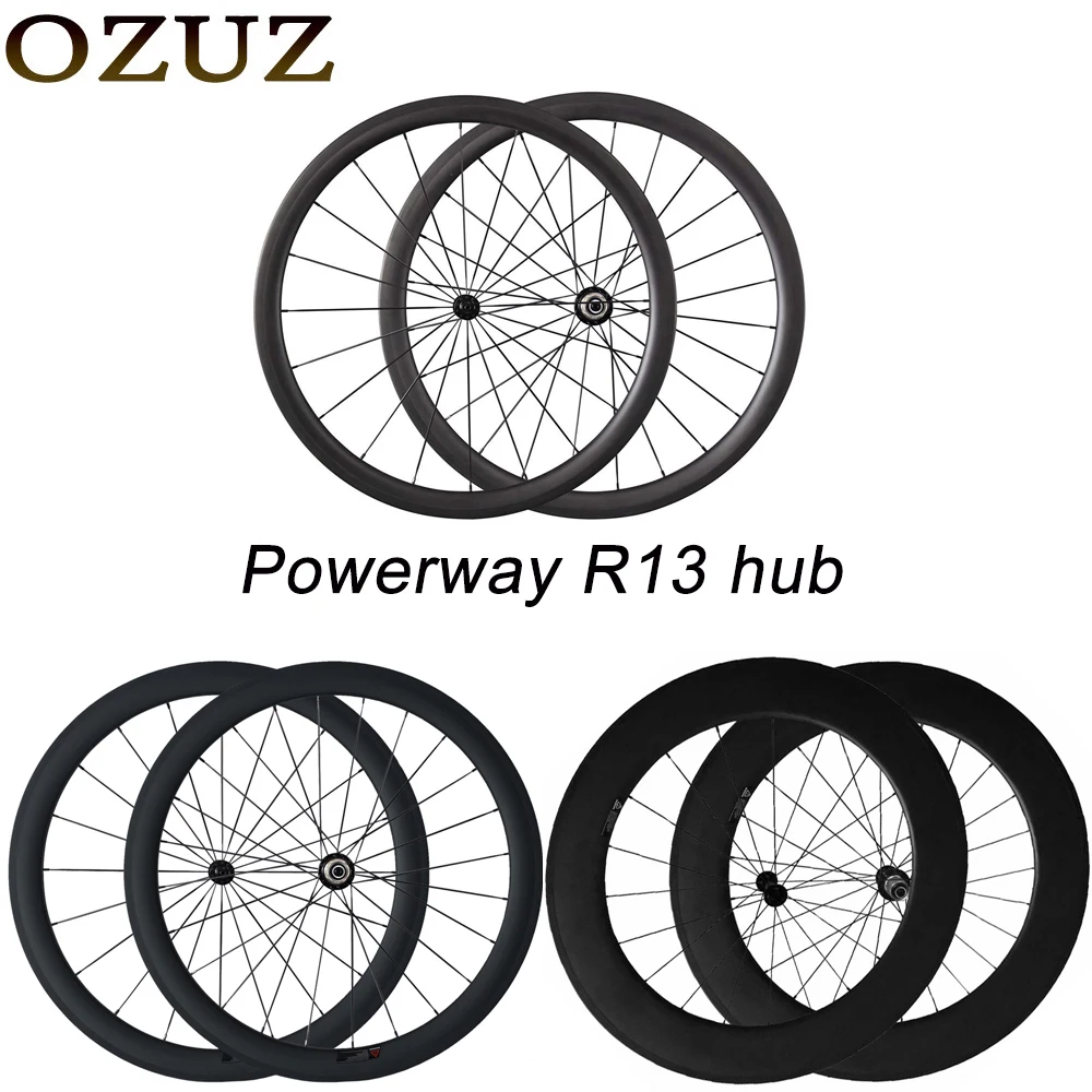 

OZUZ 24 38 mm Carbon Wheels Ultra Light Powerway R13 Hubs Bicycle Wheelset 700C Clincher or Tubular 3K Matte 23mm Width Rims
