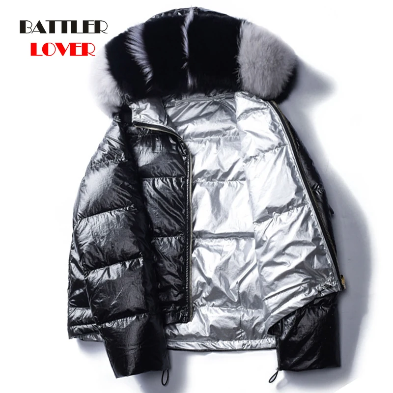 

Real Fur Coat Natural Fox Fur Collar 2019 Winter Jacket Women Loose Short Down Coat White Duck Down Jacket Thick Warm Down Parka