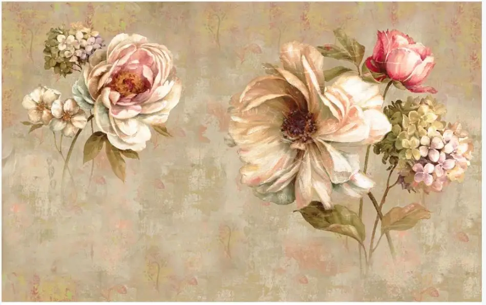 3d стереоскопические обои ретро картина маслом цветок Европейский фон настенная