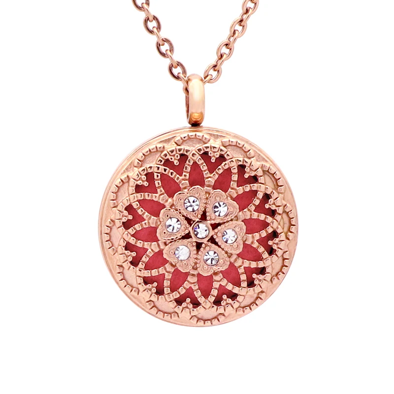 Rose Gold BLZ027 Магнит цветы 26 мм черный из натуральной кожи медальон с ароматом нержавеющая сталь браслет эфирные масла Ароматерапия медальон браслет - Окраска металла: Rose Gold BLZ027