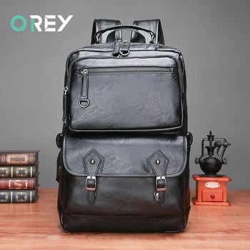 

Multi-functiona Men Backpack Waterproof PU Leather Travel Bag Man Many Departments Mochila Male Laptop Bag Teenager Backpacks
