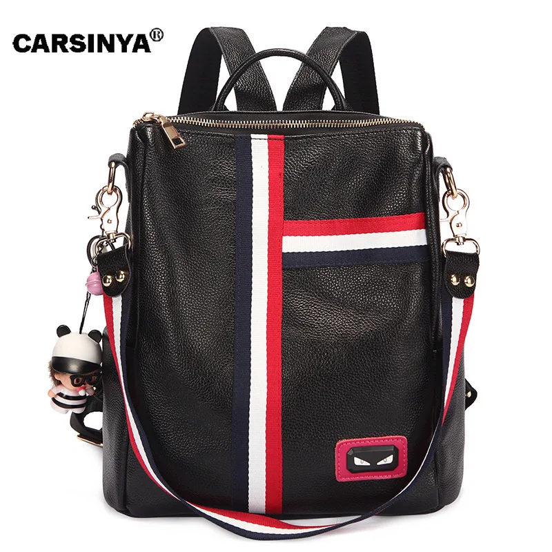 

2019 New Style Split Cowhide Bag Women's Korean-style Casual WOMEN'S Backpack Stripes WOMEN'S Fashion Handbag Backpack