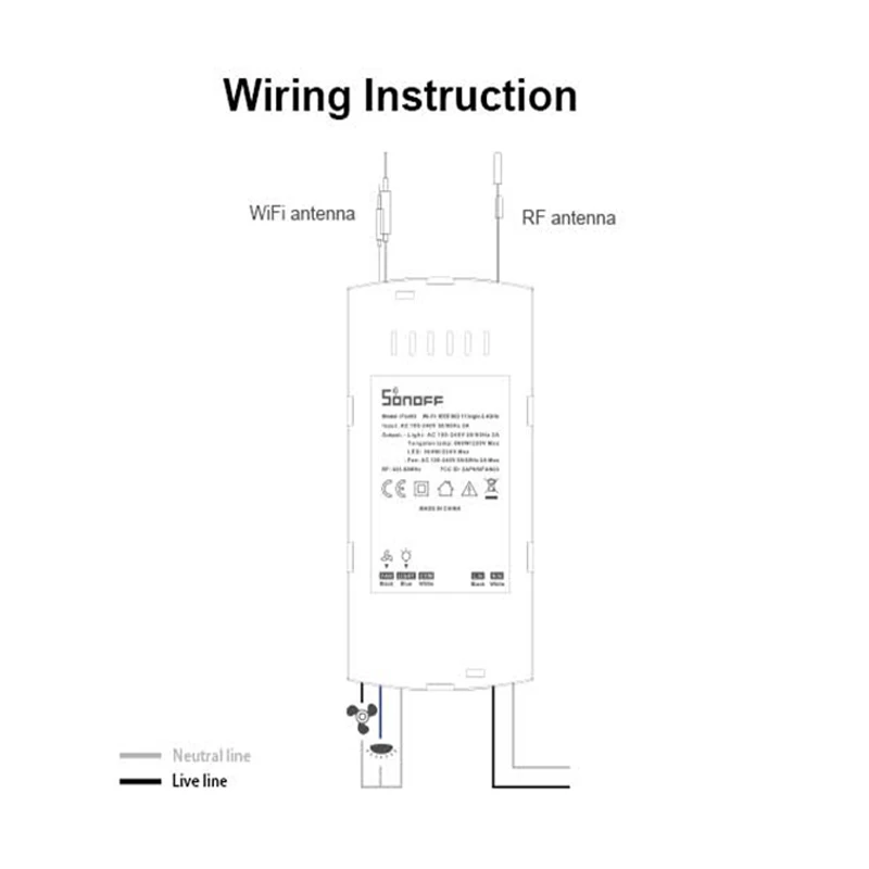 Потолочный вентилятор и светильник SONOFF iFan03 Wi Fi контроллер RM433 дистанционное