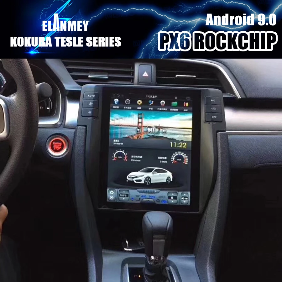 

PX6 Car Bluetooth Screen Android 9 GPS Navigation Multimedia Player For Honda Civic 2016 10.4inch Tesla Style Stereo Head Unit