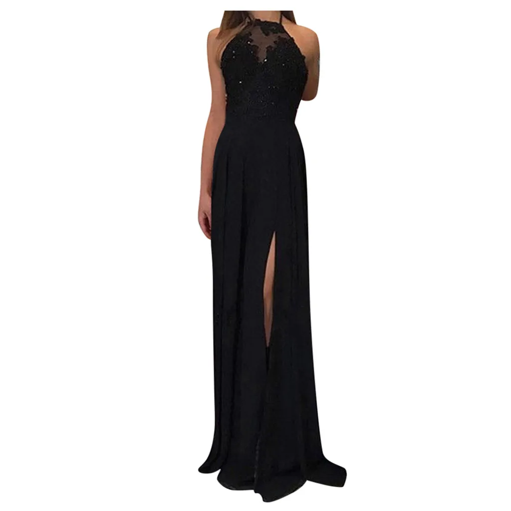 ropa mujer vestido mujer женское платье Элегантное кружевное платье с вышивкой размера плюс платье без рукавов с лямкой на шее sukienka