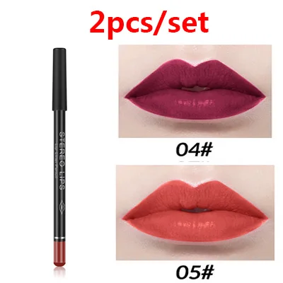 2pcs color 14 12 цветов, сексуальная матовая помада для губ, карандаш для губ, натуральный матовый карандаш для губ, набор ручек, инструмент для макияжа, женская косметика, легко носить - Цвет: 2pcs color 14