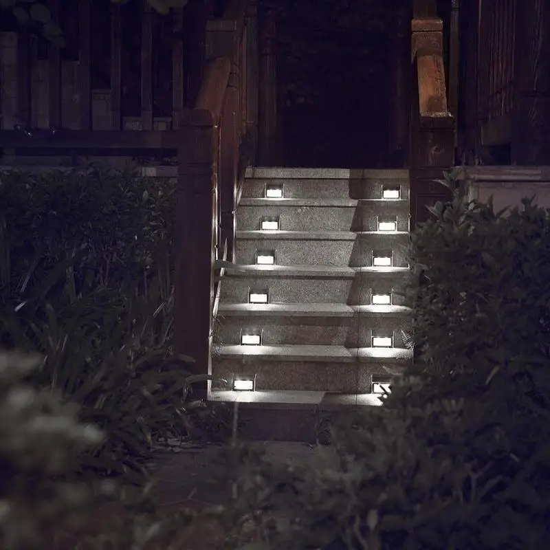 Открытый 6LED солнечной энергии лестничный светильник водонепроницаемый Сад Двор уличный светильник