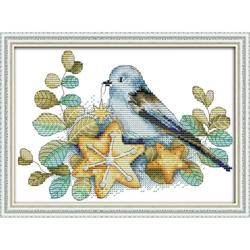Joy Sunday Little Bird and Its Baby Embroidery Set Needlework Cross Stitch Kit Aida 11&amp14CT Count Print Canvas | Дом и сад