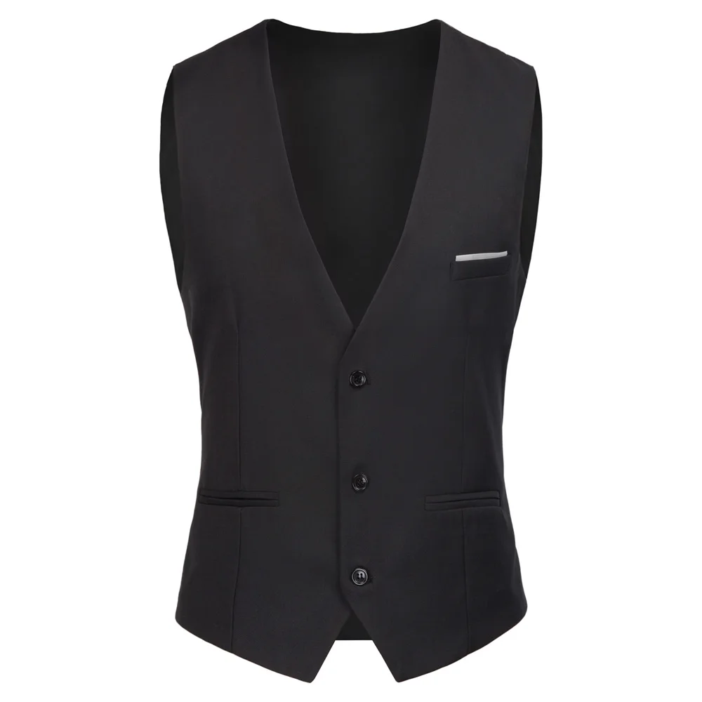 Black PAUL JONES мужской деловой костюм жилеты Slim Fit 3 кнопки короткое пальто в формальном стиле стильный костюм с v-образным вырезом жилет свадебное платье жилет PJAD1064 - Цвет: Black