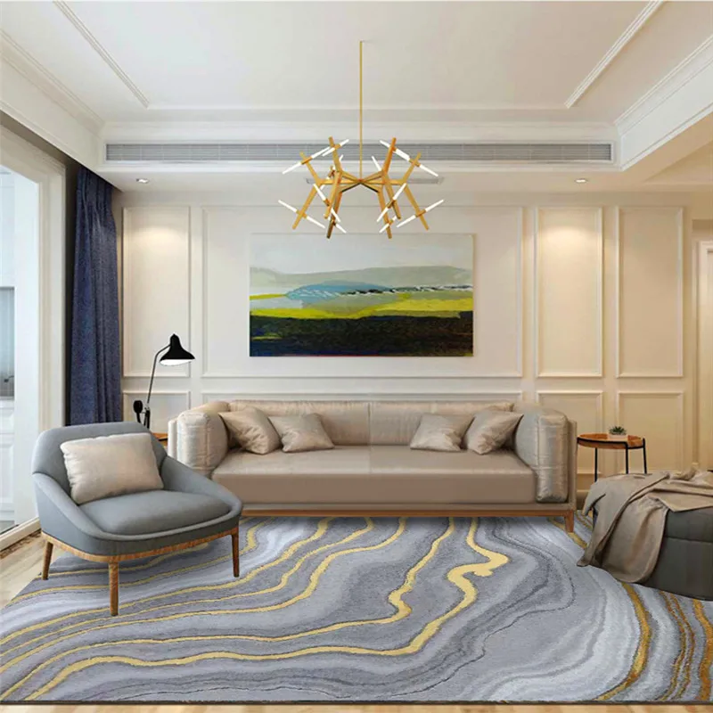 

Crystal Velvet Rug Northern European-Style Gold Grey Curve Carpet Living Room Bedroom Bedside Carpet Kitchen Bathroom Floor Mat