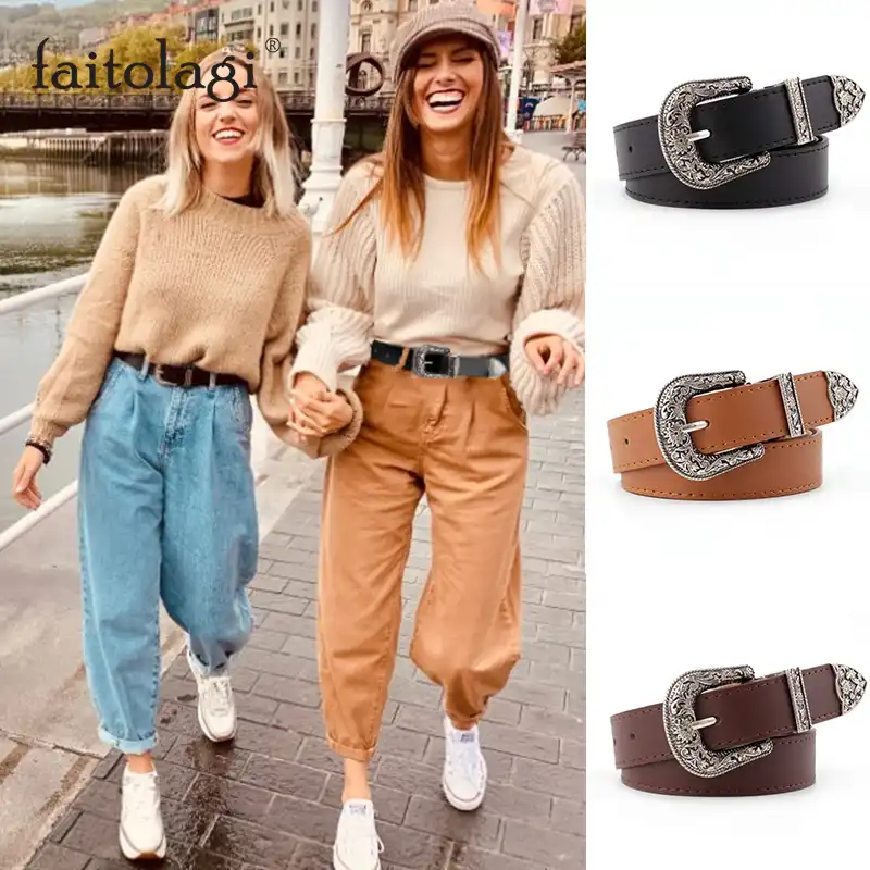 women's white belts for jeans