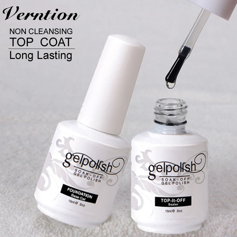 

Verntion 15ML Top and Base Coat Gel Gel Nail Polish Foundation Gel Uv Nail Polish Long Lasting Nail Primer Gel Polygel Top Coat