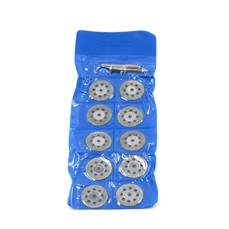 New Hot Sale 10Pcs 22mm Mini Sharp Diamond Cut Off Rotary Tool Cutting Disc Disks DIY Tools Accessories for Dremel with 2Pcs Rod