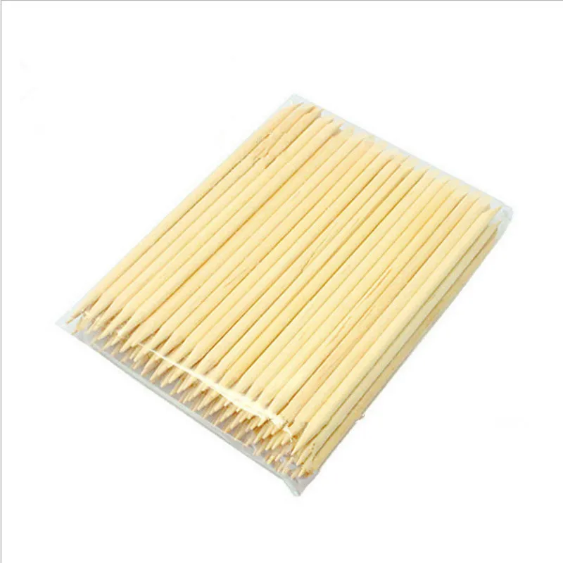 100pcs/set Orange Women Lady Double End Nail Art Wood Stick Cuticle Pusher Remover Pedicure Manicure Tool | - Цена: 