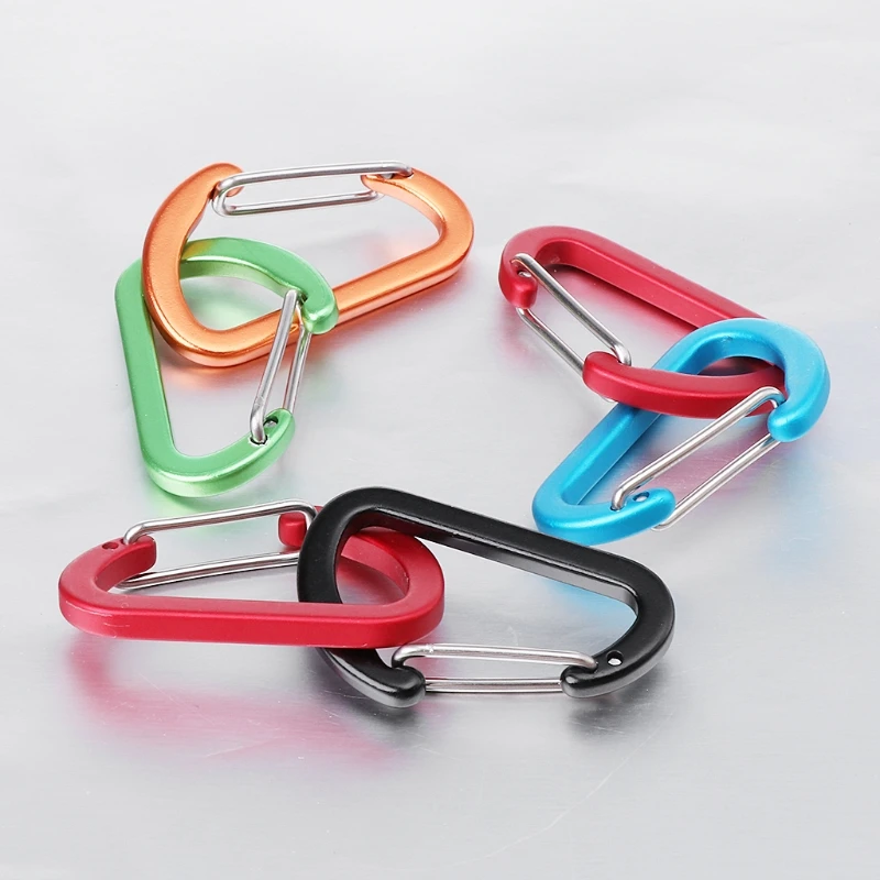 

2pcs D Shape Fast Hang Mini Buckle Hook Clip Aluminum Camping Carabiner Keychain A6HC