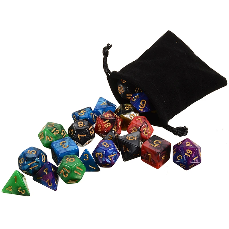 42Pcs Mixed Color 16mm Polyhedral Dice For Dungeons & Dragons DND RPG Game Toy Dice Set with Bag