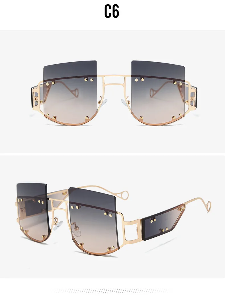 Модные солнцезащитные очки с заклепками больших размеров для мужчин и женщин, роскошные брендовые новые модные солнцезащитные очки с
