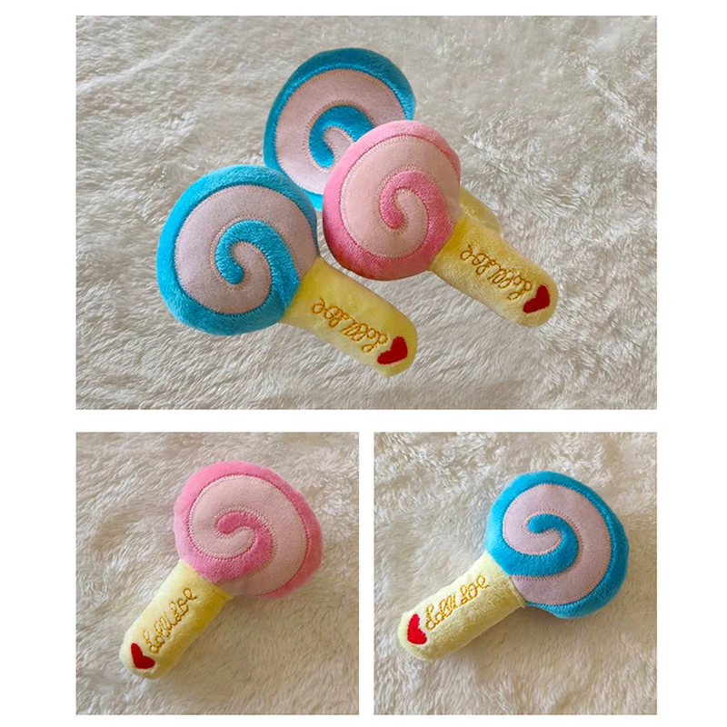 2 Colors Dog Puppy Chew Toy Squeaky Plush Sound Cute Lollipop Design Squeaking Honking Cachorro Pet Toys