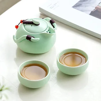 

Chinese Tea Set One Pot Two Cups Ceramic Samll Teapot Teacup Set Drinkware Tea Ware