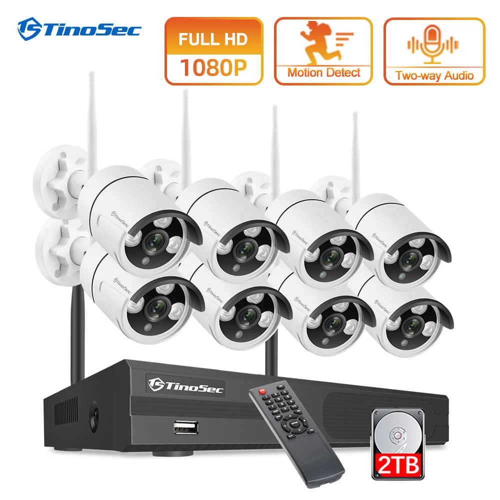 TinoSec 4CH Беспроводной NVR комплект 1080P HD аудио Wifi Камера уличная система камер