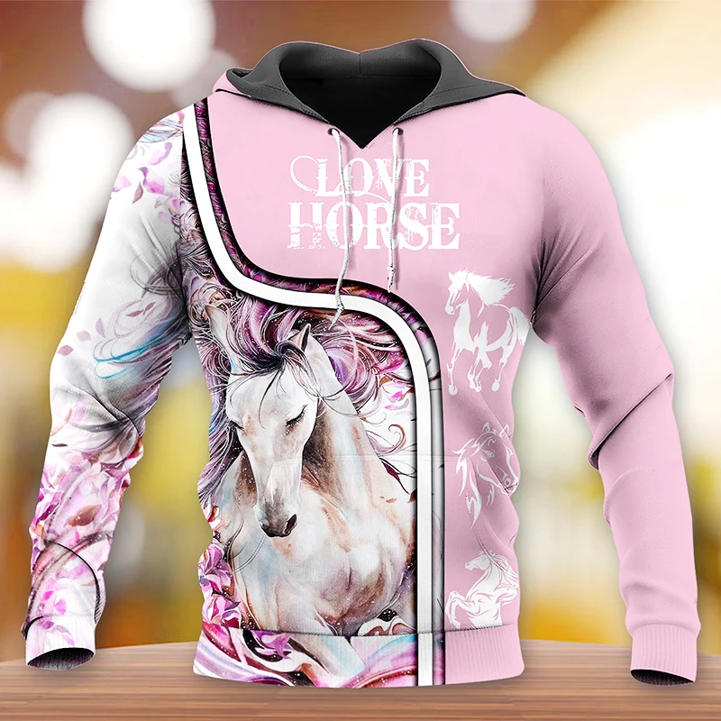 Новинка Весенняя Толстовка для мужчин и женщин толстовки с принтом Love Horse 3D