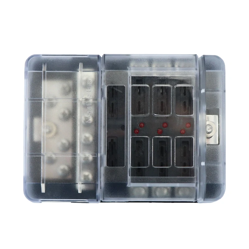 Dc 12-32V Truck Motorhome-Coach Boat Bus Bar Power Distribution Block Double Busbars 12-Way Boat Bus 6-Way Fuse Box With Led Lig