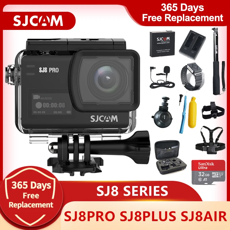 Cámara de Acción SJCAM Original SJ8 serie SJ8 aire y SJ8 Plus y SJ8 Pro Cámara 1290P 4K WIFI Control remoto impermeable deportes DV