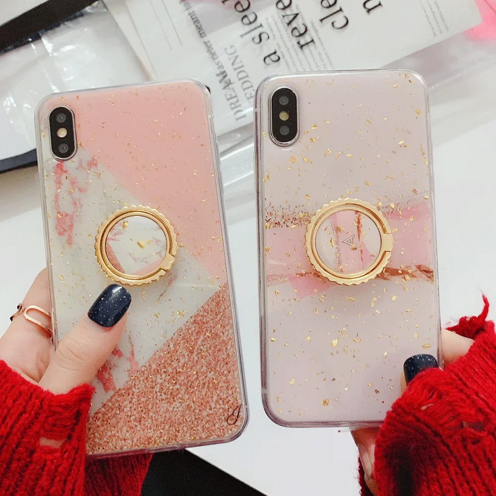 Чехол с геометрическим мрамором для IPhone X XS Max блестящий золотой чехол из фольги 8 7