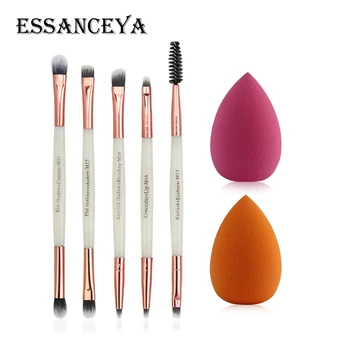 

ESSANCEYA 5Pcs Makeup Brushes Set Eyelash Eyeliner Eyeshadow Blending Make Up Brushes Tool With Sponge Puffs Brochas Maquillaje