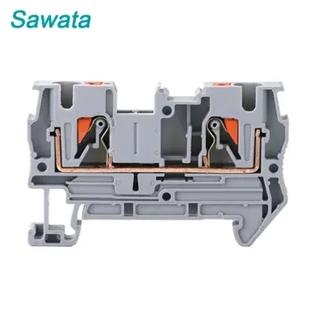 

CE 10Pcs Wire Terminal Block PT-4 Wiring Connectors Push In Spring Screwless Feed Through Din Rail Wire Conductors PT4