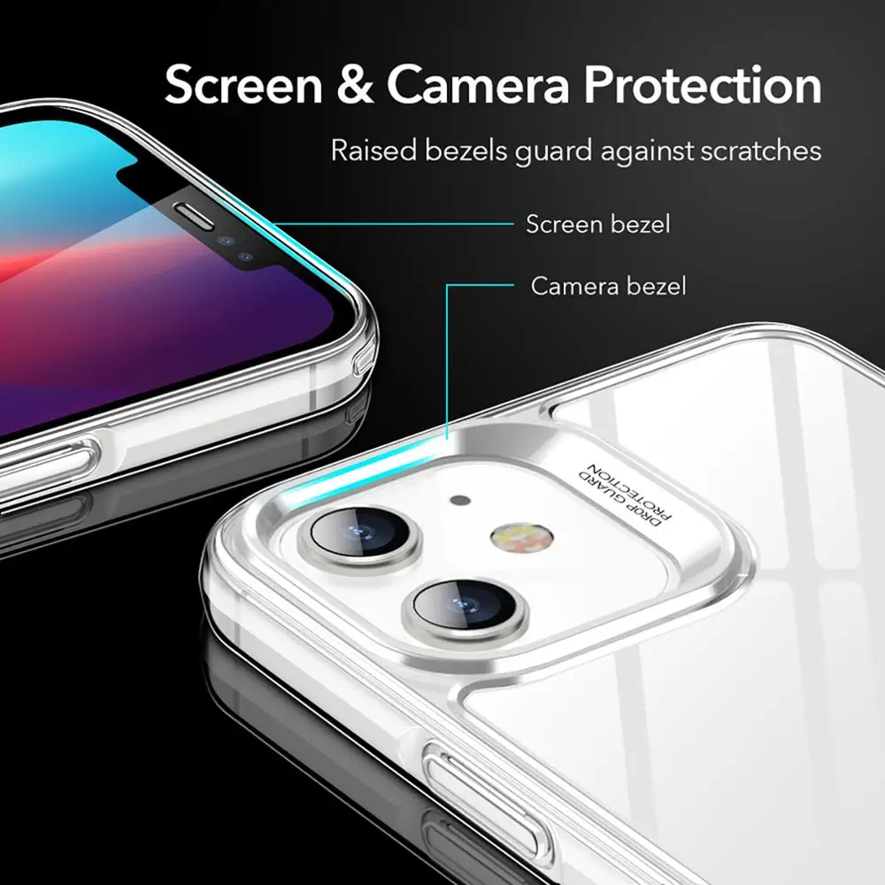 ESR Phone Case for iPhone 12 mini 12 Pro Max Clear Cover Tempered Glass Case for iPhone 12 /12 Pro /12 Pro Max Fundas ECHO Cases