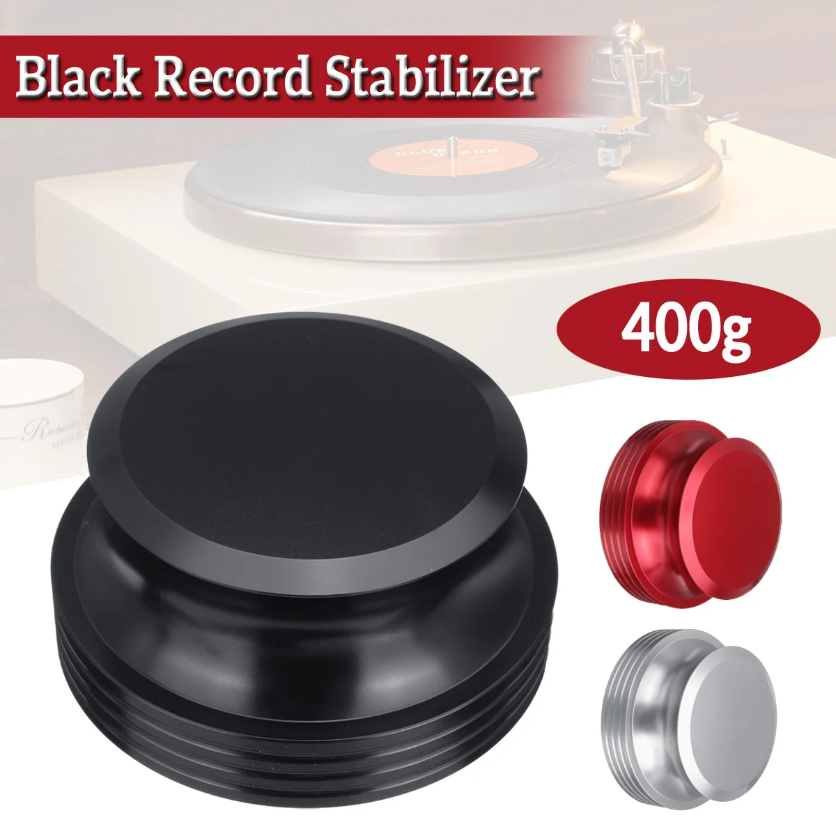 Black/Silver/Red Turntables Stabilizer Clamp LP Vinyl Turntables Disc for Record Stabilizer Weight Vibration Balanced