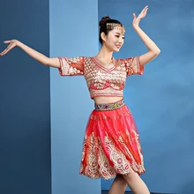 Одежда для взрослых и женщин, индийский танцевальный костюм, новинка, сексуальный Синьцзян сари, костюм для танца живота, Национальный стиль, костюм