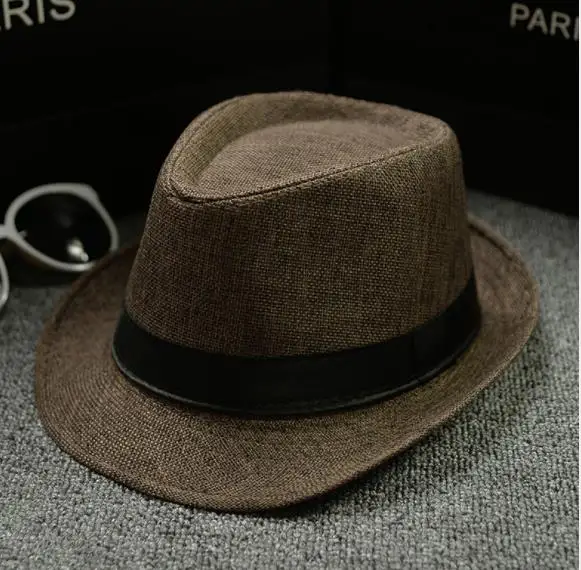Brown Unisex Straw Fedora Sun Hat Panama Trilby Crushable Mens Lady Foldable Travel With Black Belt Hot Sales Cap Dropshipping - Color: Brown